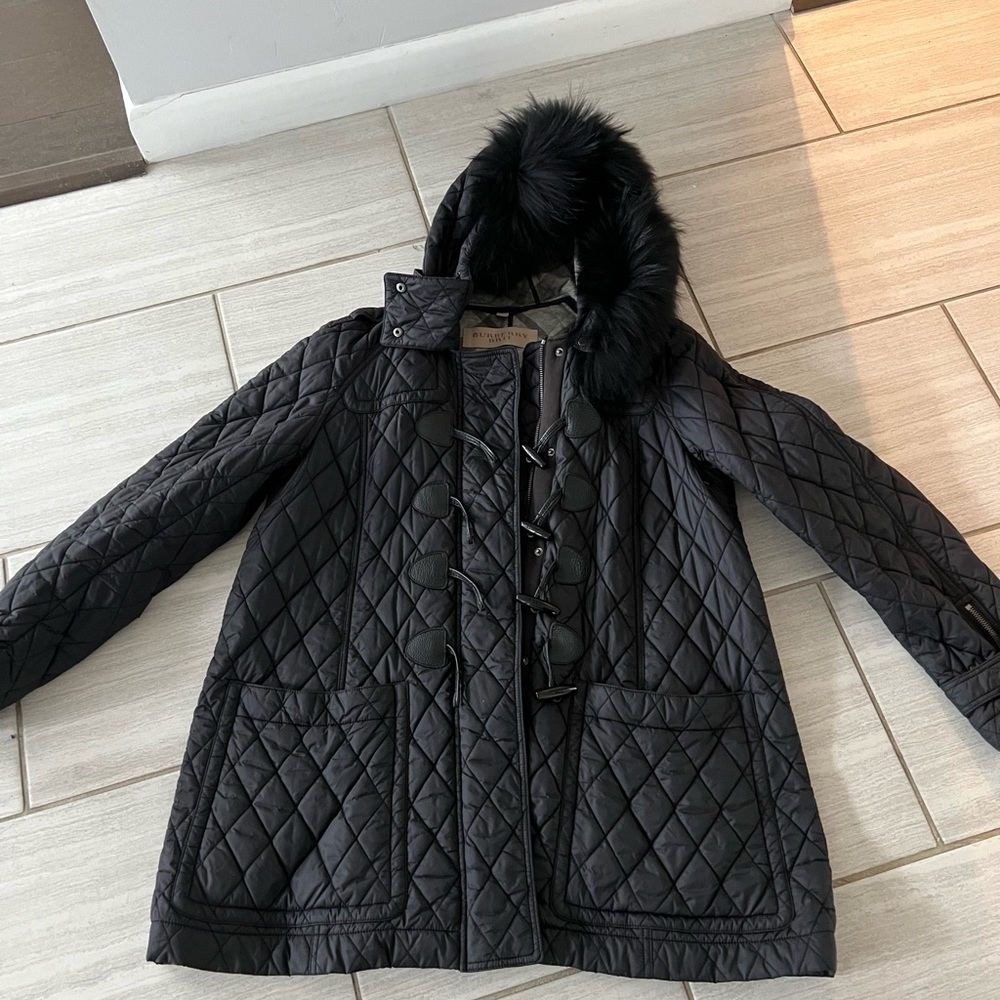 Burberry Brit with genuine fur-lined hood. Size XL